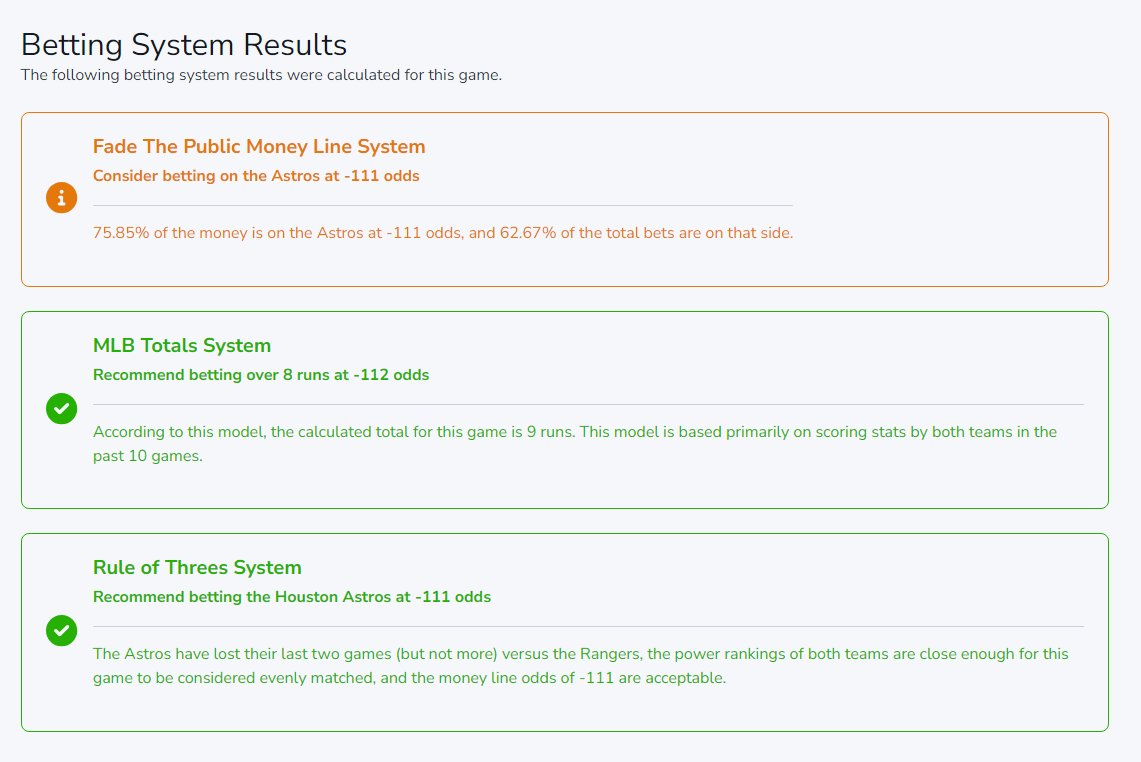 MLB betting system results